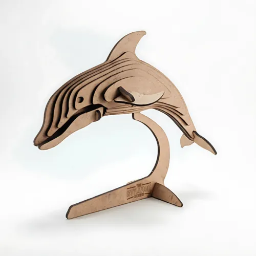 DIY 3D Dolphin Wooden Puzzle – Natural Wood, Eco-Friendly Gift