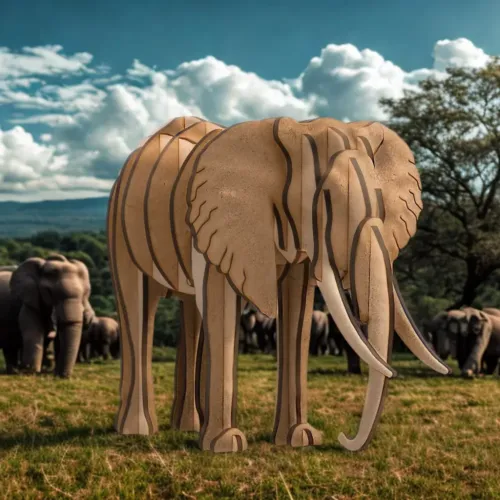 3d wooden puzzle grazing in the forest