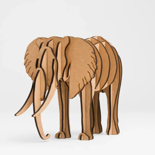 Wooden 3d MDF puzzle of Elephant