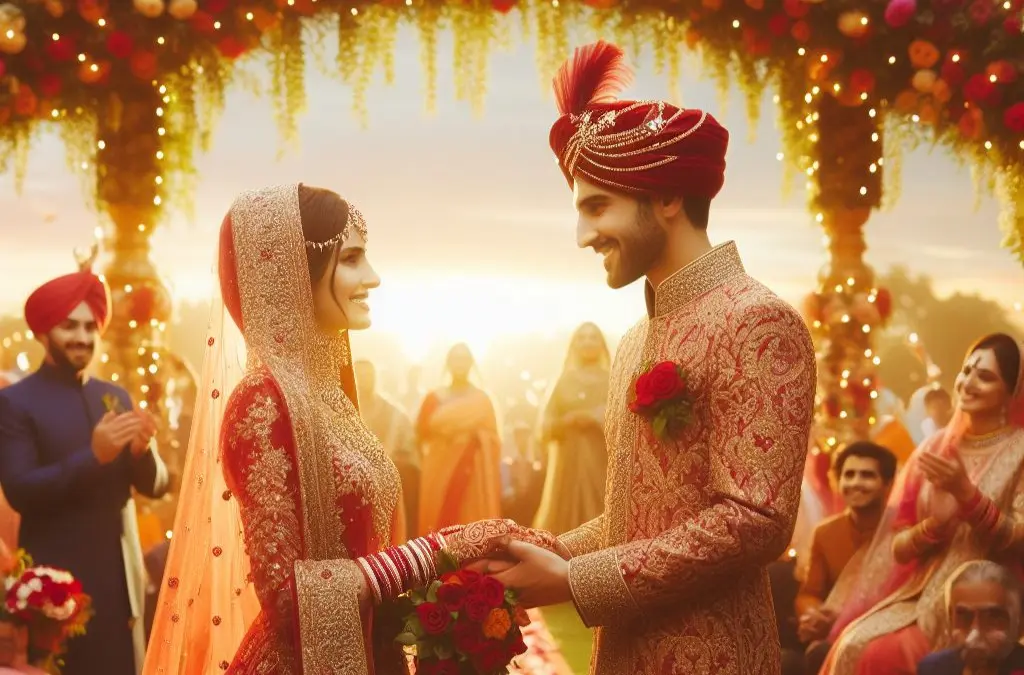 Bride and groom in Indian Wedding