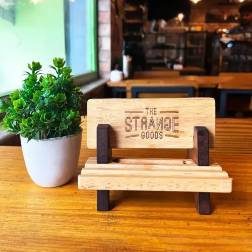 BenchBuddy: A unique wooden phone Stand made in bench style design.